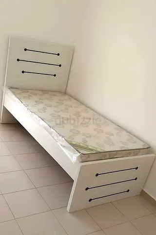 Brand New Single white wooden bed frame with mattress
