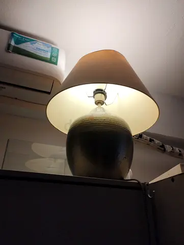 Ceramic Table Lamp with Beige Shade - Good Working Condition