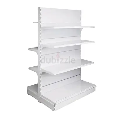 Double-sided Retail Gondola Shelving Unit - White, Adjustable Shelves
