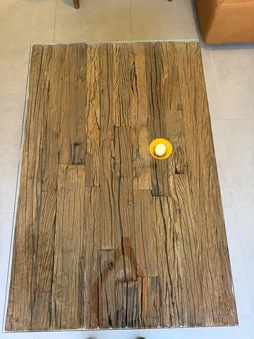 Solid reclaimed teak wood coffee table - rustic textured top 135 * 90 cm