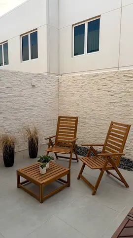 Teak Folding Outdoor Chairs with Coffee Table - Set of 3