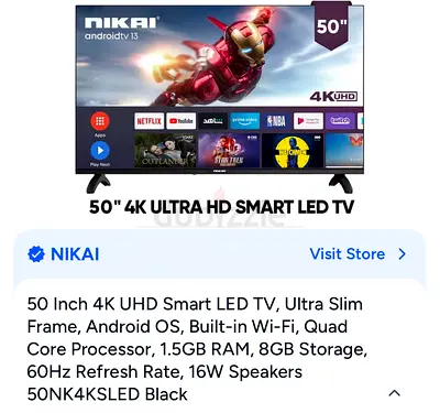50 Nikai 4K UHD Smart LED TV (Android, 50-inch)