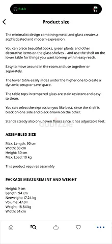 Glass and Metal Minimalist Coffee Table (Assembled Size: 90x50x50 cm)