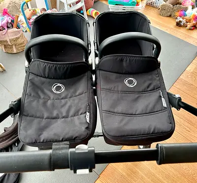 Bugaboo Donkey Duo Double Stroller - Tandem Side-by-Side Bassinets (Black)