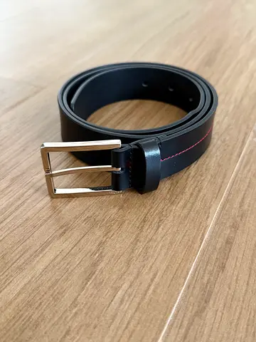 Dior Black Leather Belt with Silver Buckle
