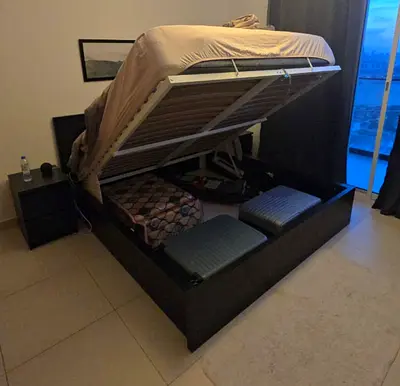 Ikea Hydraulic Queen size bed with mattress available in perfect condition
