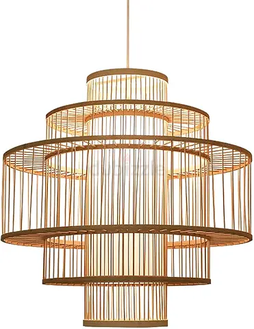 Multi-tier Bamboo Pendant Light - Modern Natural Hanging lamp