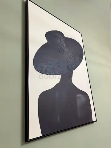Framed Minimalist Silhouette Wall Art - Woman with Hat