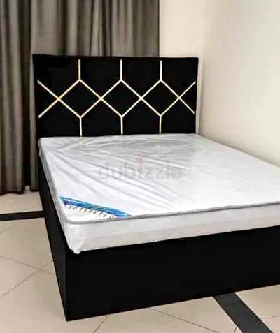 Brend New fabric wooden Queen size 150x190 bed with Madical Matress Available