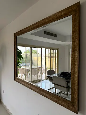 Large Rectangular Wall Mirror with Rustic Gold Frame
