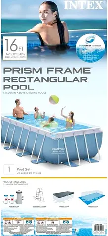 Intex Prism Frame 16ft Rectangular Above-Ground Pool - Complete Set