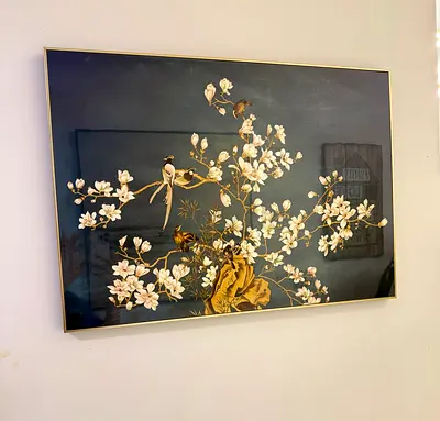 Home Center Frame - White flower tree with birds