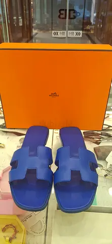 Blue Hermes-style Oran Slide Sandals, Size Unknown