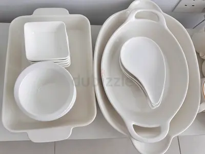 White Ceramic Serving Dishes and Bowls Set - Minimal