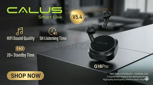 Callus G18 Pro True Wireless Earbuds with Charging Case (Black) — V5.4