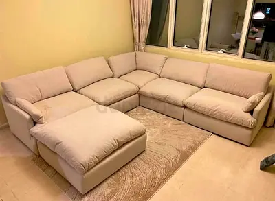 Home Center swin feather filled sofa with ottoman