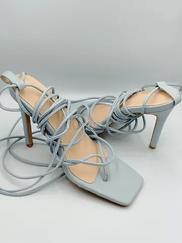 Light Blue Strappy Lace-Up High Heel Sandals - Size40