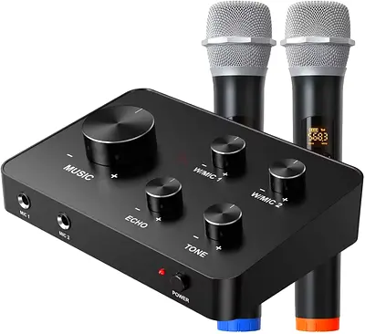 Rybozen Wireless Microphone Karaoke Mixer System, Dual Handheld Wireless Microphone for Karaoke,
