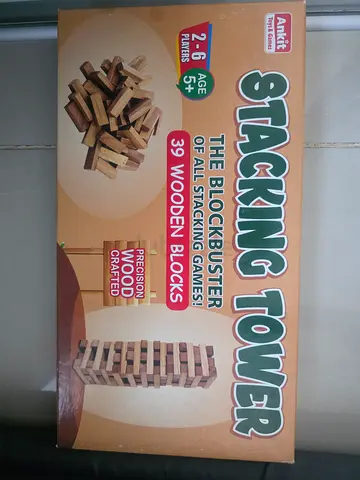 Stacking Tower - 39 Wooden Blocks Skill Game (Age 5+)