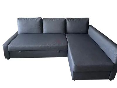 Grey L-shaped Sofa Bed with Storage — Modern Corner Couch