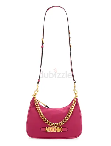 Original Moschino pink shoulder bag with gold chain