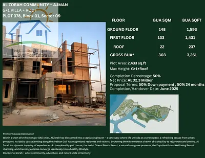 VILLA FOR SALE IN AL ZORAH COMMUNITY