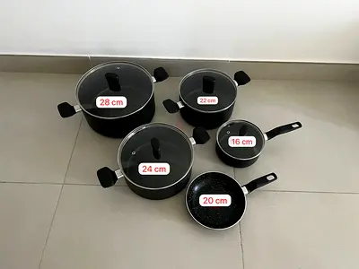 TEFAL - Non-stick Cookware Set — 5 Pieces (16cm, 20cm, 22cm, 24cm, 28cm) with Lids