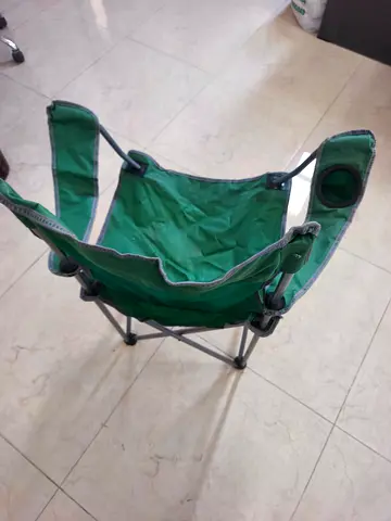 Foldable Green Camping Chair with Cup Holder - Lightweight  Portable