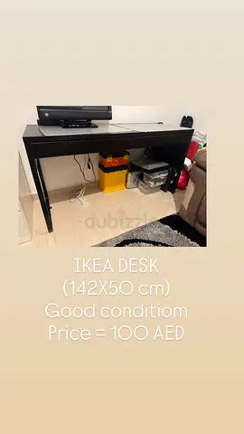 IKEA black desk - 142 x 50 cm, good condition