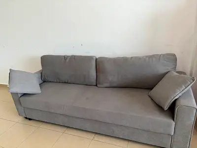 Gray 3-Seater Sofa Bed with Cushions - Good Condition- Homebox