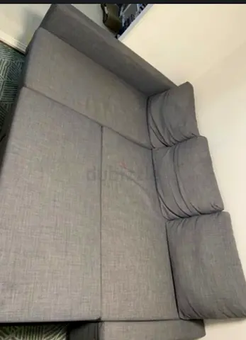 Compact 3 Seater Grey Fabric Sofa bed - Good Condition