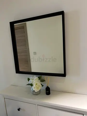 Black Framed Square Wall Mirror - Modern Minimalist Design