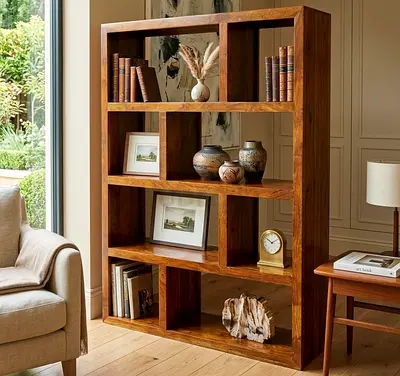 Marina home Solid Sheesham Wood Cube Room Divider Bookcase