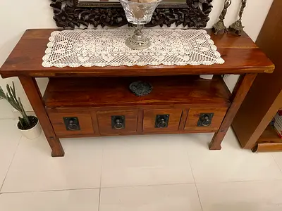 Solid Wood Console Table with Drawers - Rustic Finish 40cmx 125cm