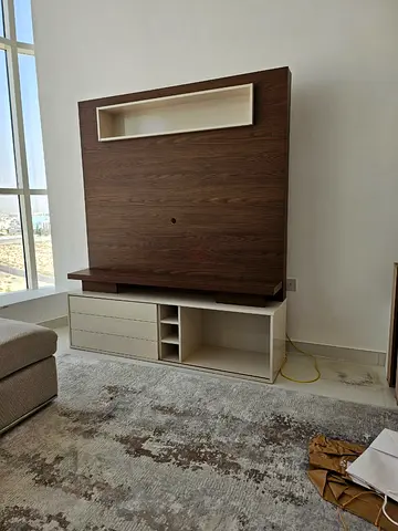 Wooden TV Entertainment Unit with Storage - Good Condition