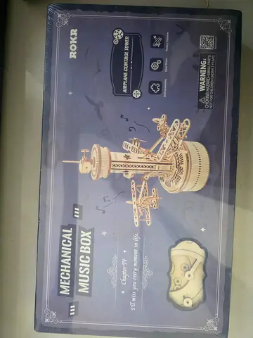 Mechanical Music Box 3D Wooden Puzzle - Airplane Control Tower