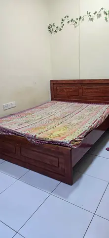 Solid Wood Double Bed with Headboard and Footboard with matress - Good Condition