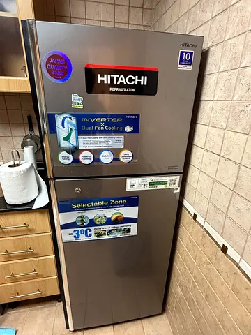 Hitachi Stainless Steel Double Door Refrigerator – Inverter, Spacious, Good Condition