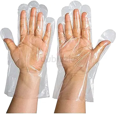 Pack of Clear Disposable Plastic Gloves - Lightweight, One-Use (Approx. Size M/L)