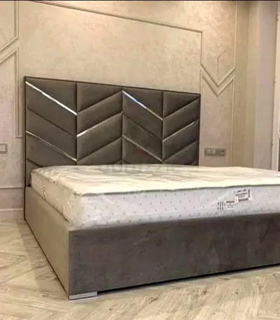 Modern Bedframe in stylish design fully customisable king size in soft Fabric storage can be install