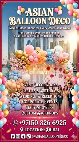 Asian Ballon Deco, we offer all kinds of balloons decoration in Dubai