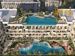 Two-bedroom apartment with a living room and pool view in a prestigious complex in JVC, suitable for