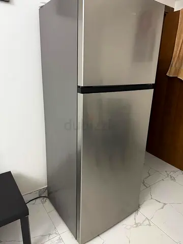 Silver Double-Door Refrigerator — Good Condition