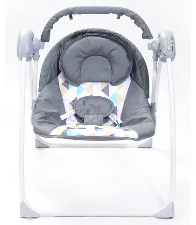 Portable Electric Baby Swing - Grey, Comfortable Seat with Music