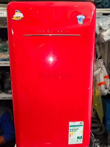 Red Single-Door Refrigerator - Retro Style, Good Working Condition