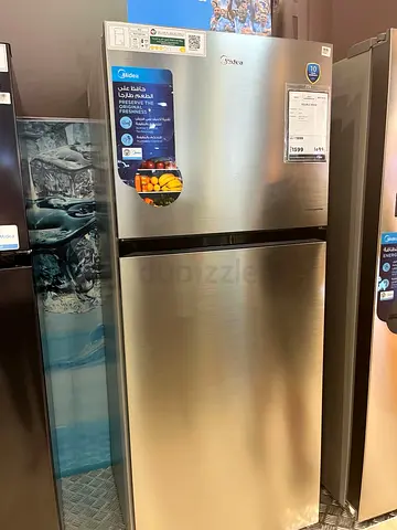 Midea Top Freezer Refrigerator - Stainless Steel, Large Capacity