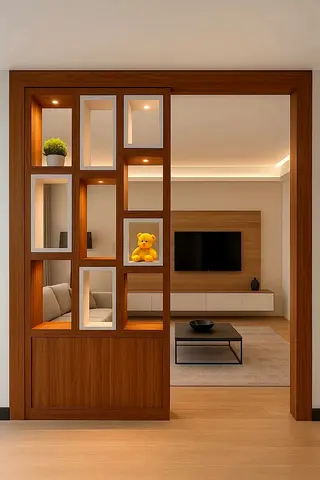 Wooden Room Divider Shelving Unit