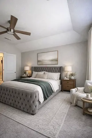 Grey Tufted Bed
