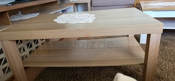 Light Oak Rectangular Coffee Table with Lower Shelf - Good Condition