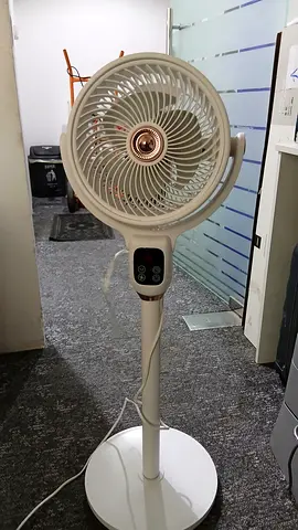 Standing Pedestal Fan with Remote Control - Beige, Good Working Condition